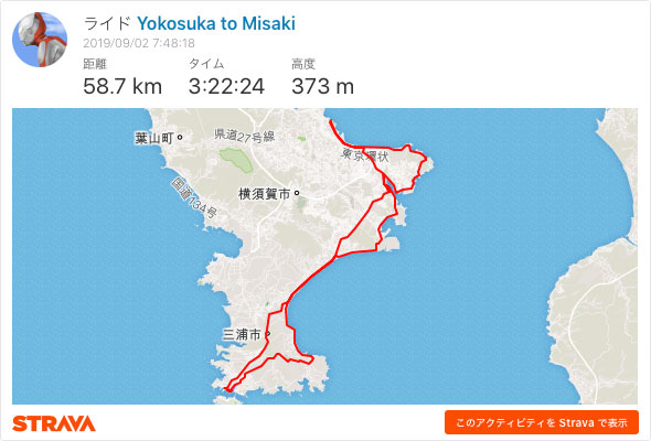 Strava: Yokosuka to Misaki