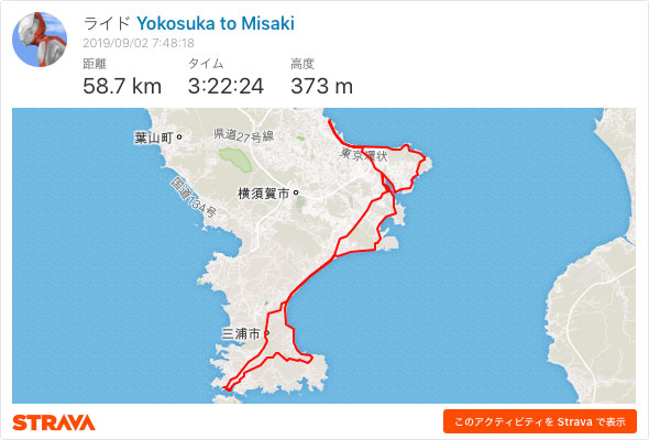 Strava: Yokosuka to Misaki